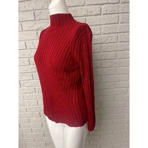Express Women Burgundy High Neck Cable Sweater Size S - Picture 3 of 6